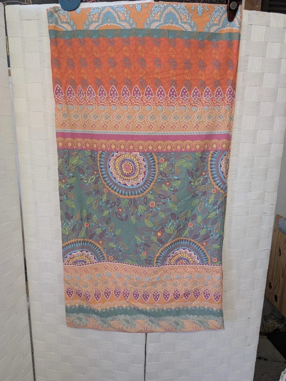 Bohemian Pillow Case (2) Boho Medallion Hippie Style Teal Coral King Size